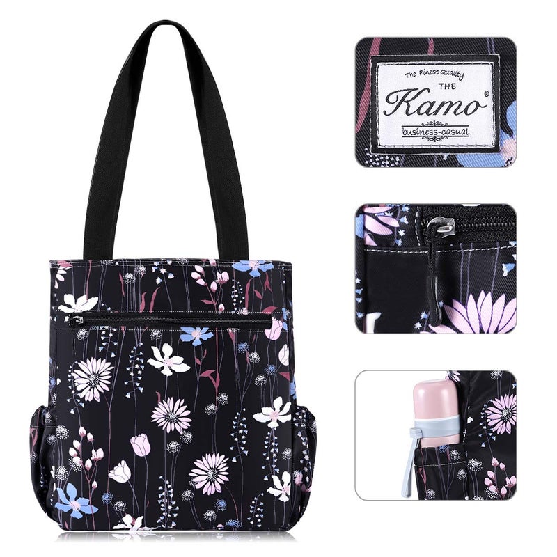 KAMO Floral Tote Bag - Waterproof Lightweight Handbags Travel Shoulder Bag for Hiking Yoga Gym Swimming Travel Beach - Image 4